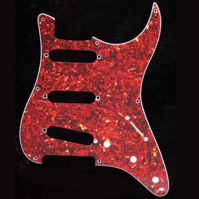 Tortoise Red Custom 4 Ply Guitar Pickguard Compatible With Strat Guitar SSS