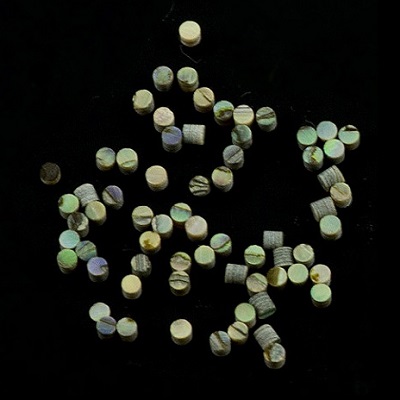 10 REPERES DE TOUCHE RONDS SIDE DOTS GREEN ABALONE 3mm