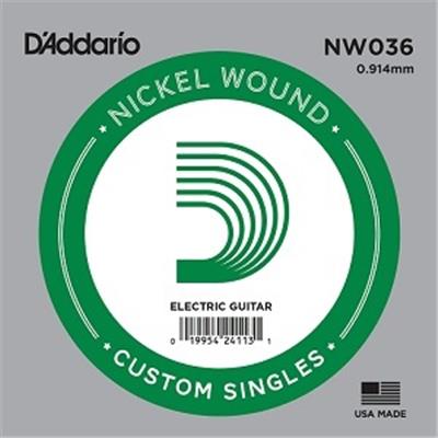 5 CORDES A L'UNITE D'ADDARIO FILEE NICKEL GAUGE 36