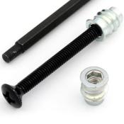 4 VIS ET INSERTS PLAQUE MANCHE NECTITE 45mm NOIRS