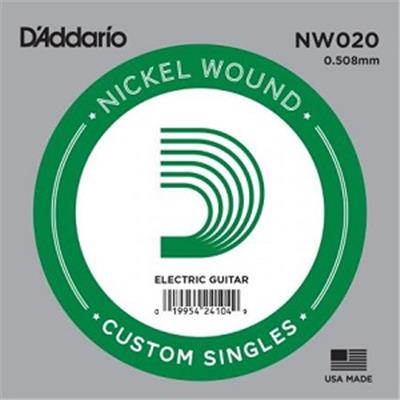 5 CORDES A L'UNITE D'ADDARIO FILEES NICKEL GAUGE 20