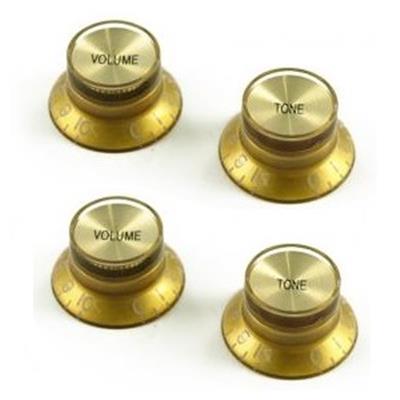 4 Bell Hat Knobs Gold w/GoldReflector Gibson style import