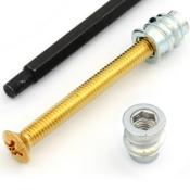 4 VIS ET INSERTS PLAQUE MANCHE NECTITE 45mm DORES