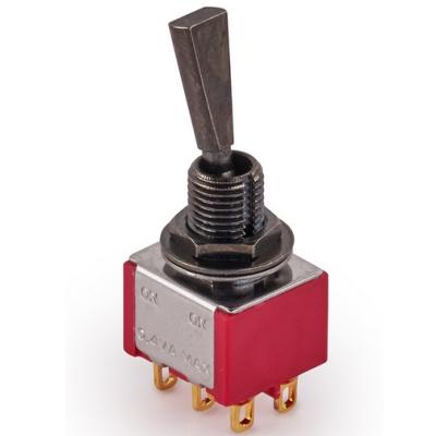 Mini Toggle Switch MEC ON/ON TIGE PLATE DPDT Noir