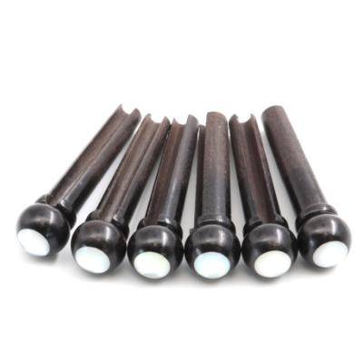 6 CHEVILLES GUITARE BOIS EBENE POINT NACRE 5mm