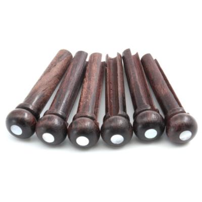 6 CHEVILLES GUITARE BOIS PALISSANDRE POINT NACRE 5,3mm