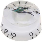 1 BOUTON LOUPE METRIQUE BLANC AVEC MOTIF OISEAU ABALONE