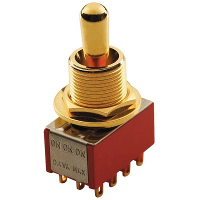 MINI SWITCH GROS FORMAT ON/ON/ON MEC 12 PINS DORE