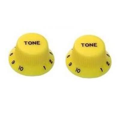 2 YELLOW KNOBS FOR STRAT INCH SIZE TONE