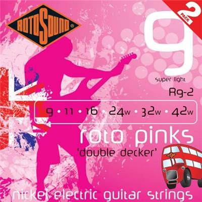 PACK 2 JEUX DE CORDES GUITARE ELECTRIQUE 9-42 ROTOSOUND R9-2