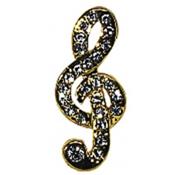 BROCHE CLE DE SOL DOREE INCRUSTEE