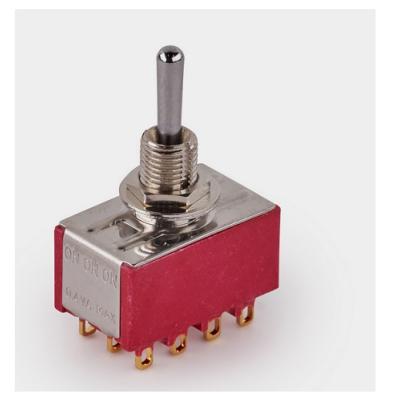 MINI SWITCH ON/ON/ON 12 POLES CHROME TIGE RONDE MEC