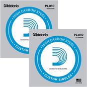 5 CORDES A L'UNITE D'ADDARIO HIGH CARBON STEEL GAUGE 10