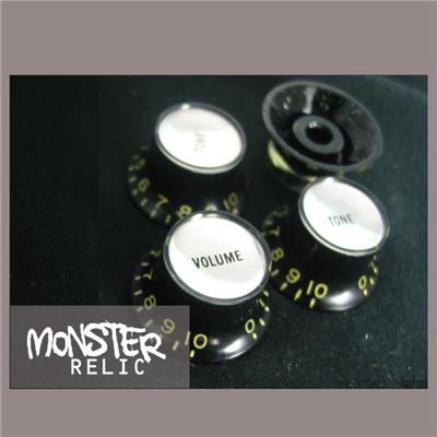 4 BOUTONS GIBSON BLACK REFLECTOR CLONE VINTAGE MONSTER RELIC