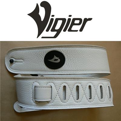 COURROIE VIGIER GUITARE OU BASSE CUIR DELUXE BLANCHE