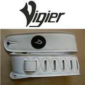 COURROIE VIGIER GUITARE OU BASSE CUIR DELUXE BLANCHE