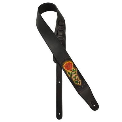 COURROIE GUITARE GAUCHO NOIRE MOTIF THE ROSE
