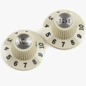 2 BOUTONS TYPE FENDER JAZZMASTER VINTAGE WHITE 6.35mm