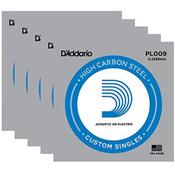 5 CORDES A L'UNITE D'ADDARIO HIGH CARBON STEEL GAUGE 9