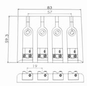 CHEVALET BASSE 4 CORDES TYPE HIPSHOT ANTIQUE SILVER