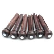 6 CHEVILLES GUITARE BOIS PALISSANDRE POINT NACRE 5,3mm