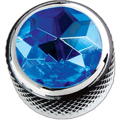 1 BOUTON DOME CHROME TOP BLUE CRYSTAL 6.35mm