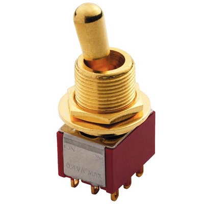 MINI SWITCH GROS FORMAT ON/ON MEC 9 PINS DORE