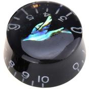 1 BOUTON LOUPE METRIQUE NOIR AVEC MOTIF OISEAU ABALONE