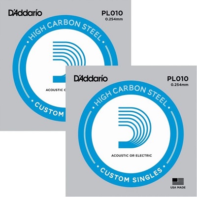 5 CORDES A L'UNITE D'ADDARIO HIGH CARBON STEEL GAUGE 10