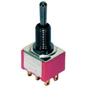 MINI SWITCH ON/ON/ON 6 POLES NOIR TIGE RONDE MEC