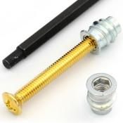 4 VIS ET INSERTS PLAQUE MANCHE NECTITE 40mm DORES