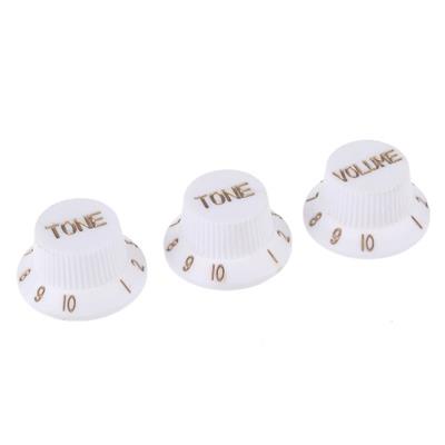 SET 3 STRAT KNOBS WHITE METRIC SIZE INJECTED PLASTIC