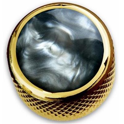 1 BOUTON POTENTIOMETRE DOME DORE TOP BLACK PEARL