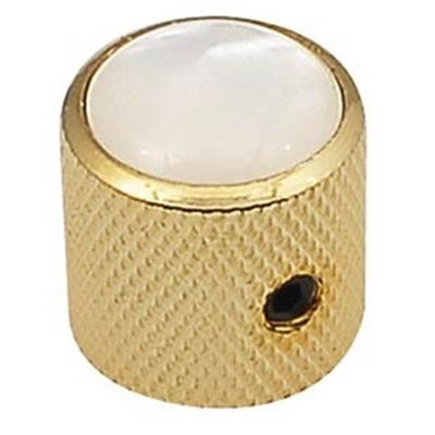 1 BOUTON DOME DORE TOP WHITE PEARL 6mm
