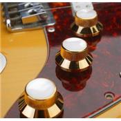 1 BOUTON STRAT METAL DORE TOP PEARLOID 6mm