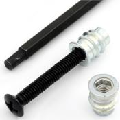 4 VIS ET INSERTS PLAQUE MANCHE NECTITE 35mm NOIRS