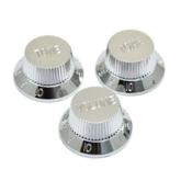 3 BOUTONS STRAT PLASTIQUE UNIVERSELS CHROME