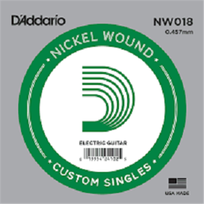5 CORDES A L'UNITE D'ADDARIO FILEES NICKEL GAUGE 18