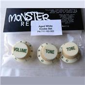 3 BOUTONS STRAT 60 AGED WHITE VINTAGE MONSTER RELIC 3 SPOKES