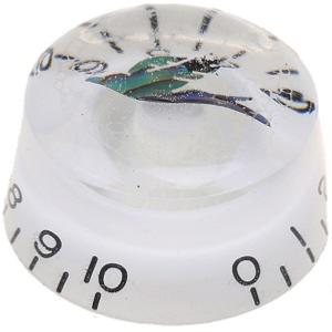 1 BOUTON LOUPE METRIQUE BLANC AVEC MOTIF OISEAU ABALONE