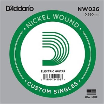 5 CORDES A L'UNITE D'ADDARIO FILEE NICKEL GAUGE 26