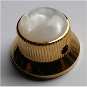 1 BOUTON STRAT METAL DORE TOP PEARLOID 6mm