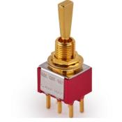 Mini Toggle Switch MEC ON/ON/ON TIGE PLATE DPDT Doré
