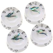 1 BOUTON LOUPE METRIQUE BLANC AVEC MOTIF OISEAU ABALONE