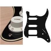 PICKGUARD STRAT SSH NOIR/CREME/NOIR HUMBUCKER SANS CAPOT 2 POTS