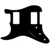LEFTY PICKGUARD STRAT HH BLACK 1 PLY NO MOUNTING SCREWS