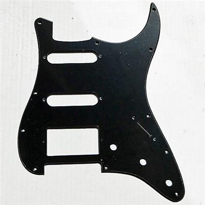 HSS Stratocaster® Black 1 Ply 11 Hole Pickguard (H with cover)