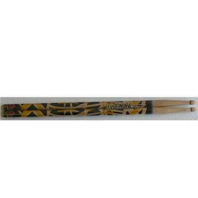 5 PAIRES DE BAGUETTES HOT STICK CUSTOM 5A MOTIF VAN HALEN YELLOW STRIPPED