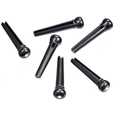 6 CHEVILLES GUITARE PLASTIQUE NOIRE POINT BLANC 5mm