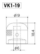 1 BOUTON DOME METAL NOIR GOTH 19x18.4x6mm (VK1-19)